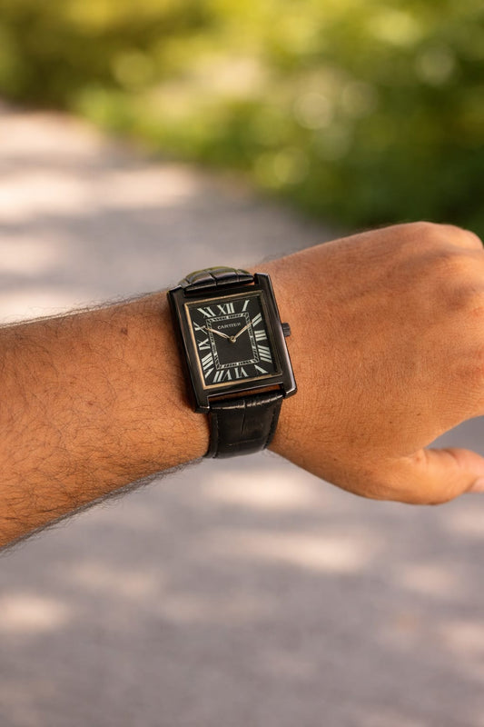 Cart Tank Black Model (Index Black) Patni Watches