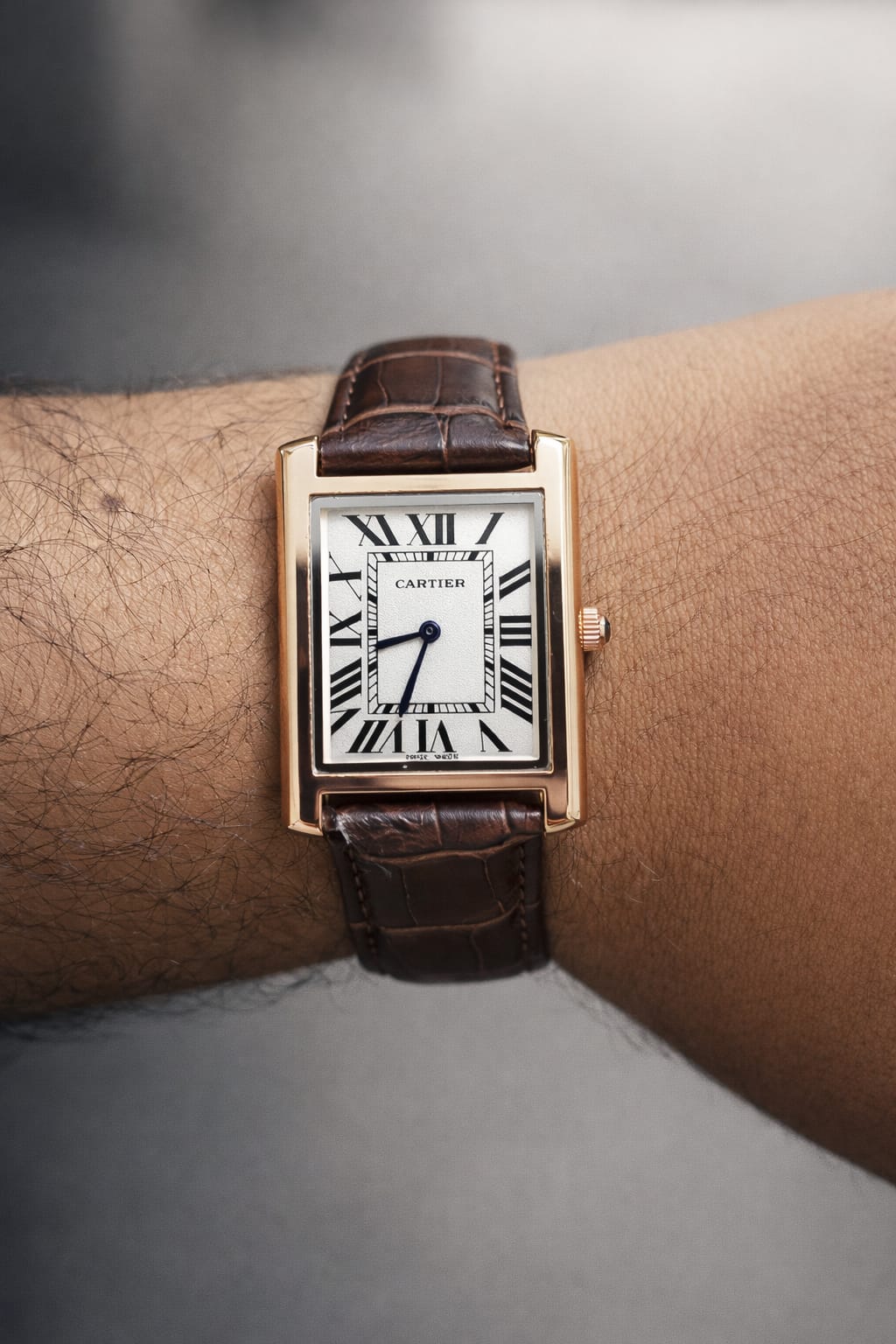Cart Tank Gold Model (Brown Index White) Patni Watches