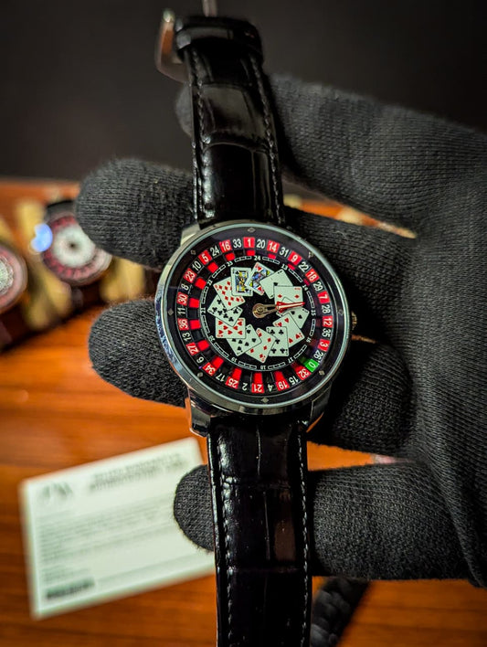Casino Model Black Leather Strap (Cards Dial) Patni Watches