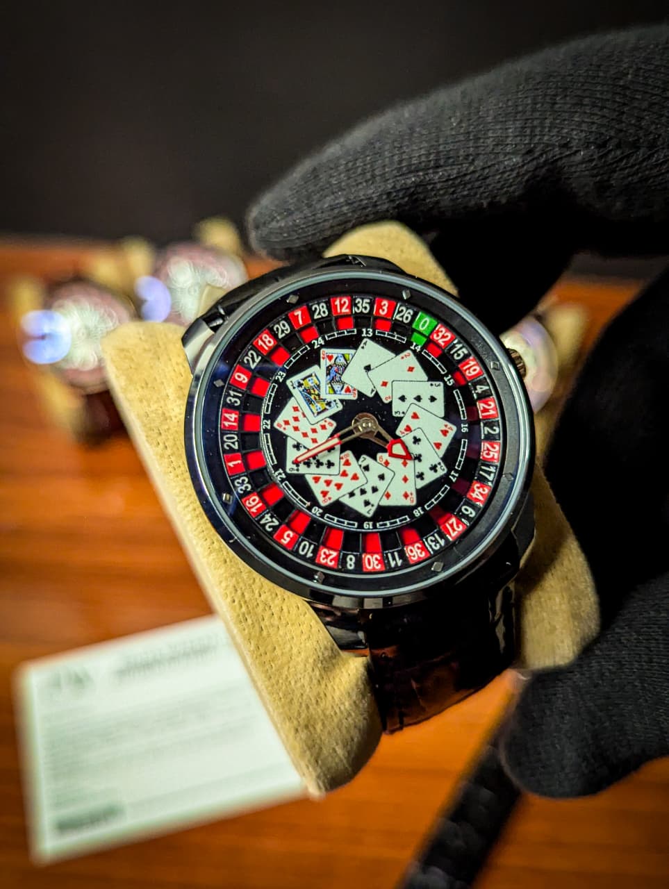 Casino Model Black Leather Strap (Cards Dial) Patni Watches