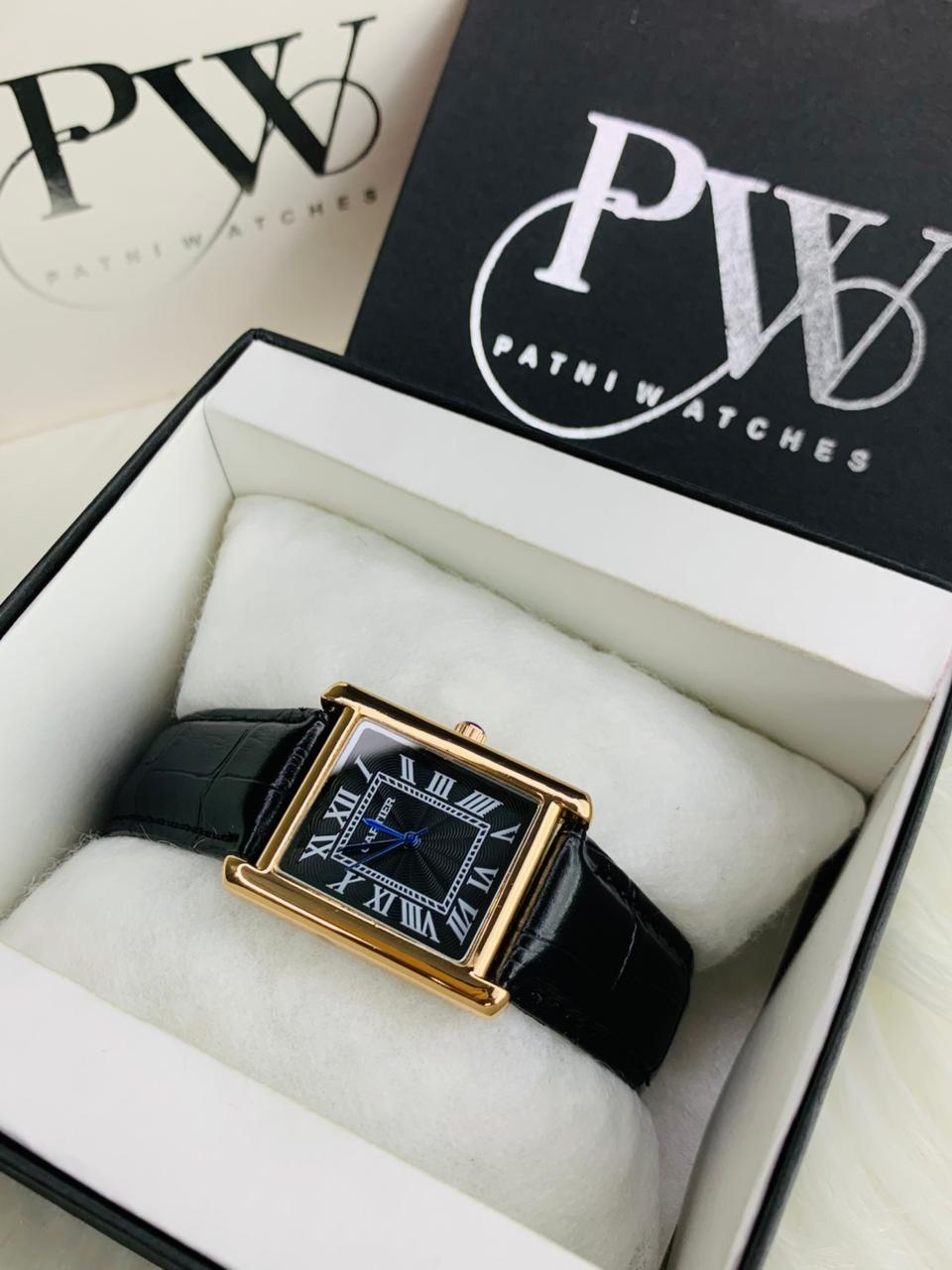 Cart Old Money Tank Model Watch (Black Rosegold)