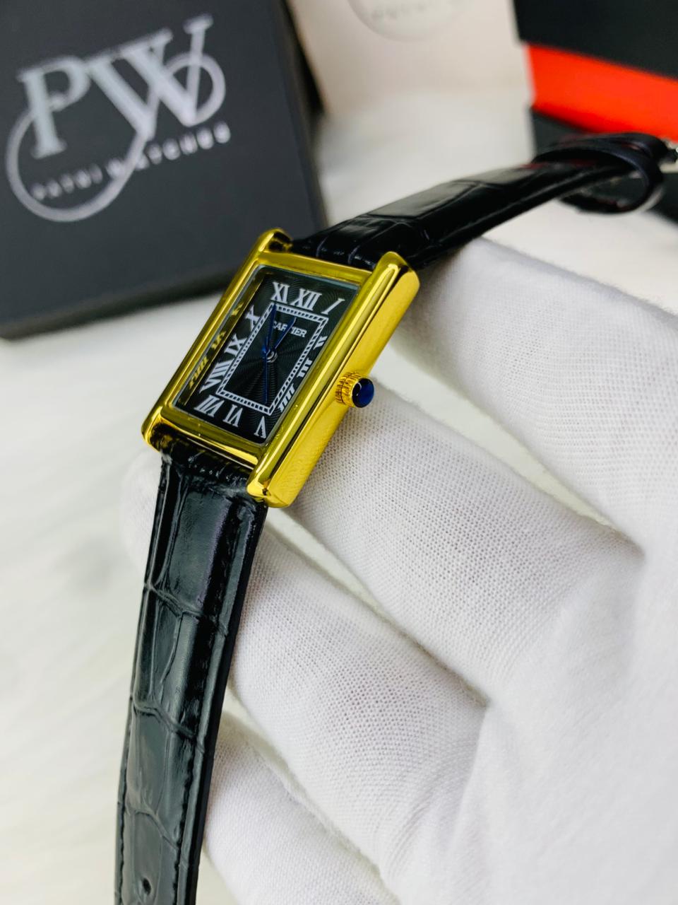 Cart Old Money Tank Model Watch (Black Gold) Patni Watches