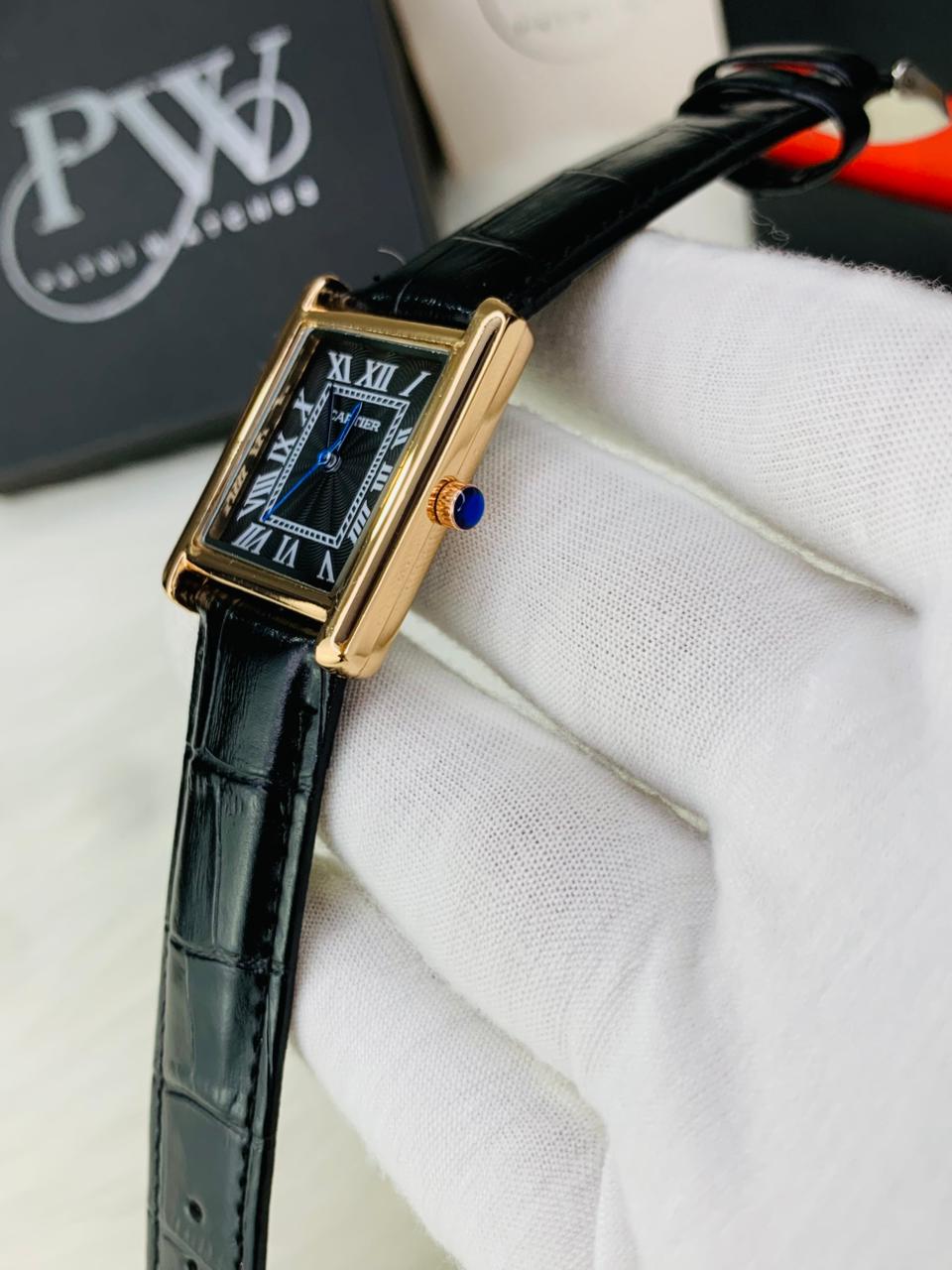 Cart Old Money Tank Model Watch (Black Rosegold)
