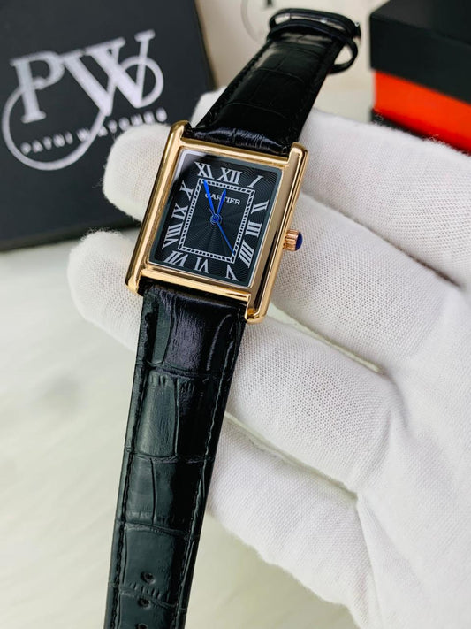 Cart Old Money Tank Model Watch (Black Rosegold)