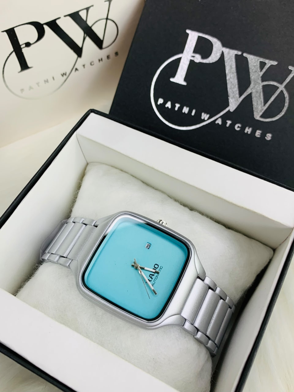 RD SQ Silver Model (Sea Green) Patni Watches