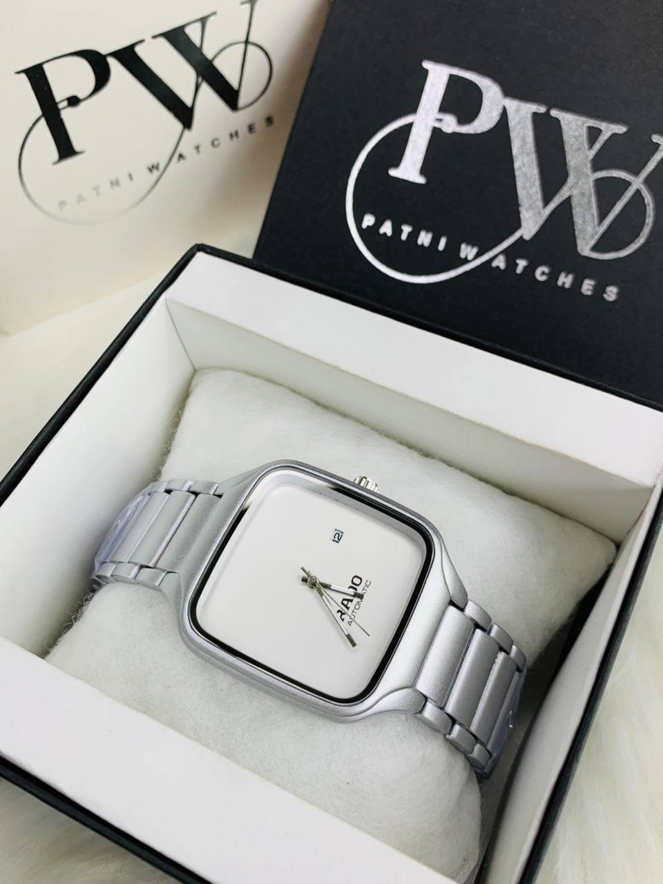 RD SQ Silver Model (White) Patni Watches