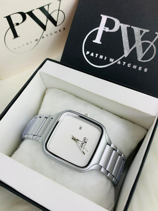 RD SQ Silver Model (White) Patni Watches