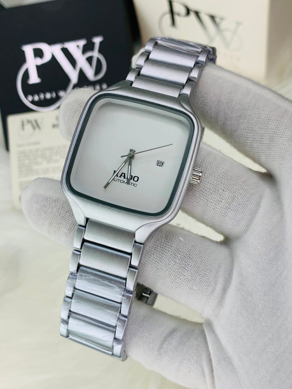 RD SQ Silver Model (White) Patni Watches