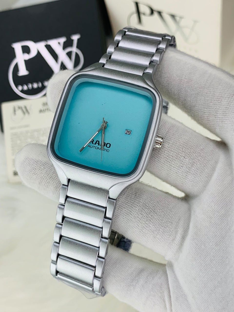 RD SQ Silver Model (Sea Green) Patni Watches