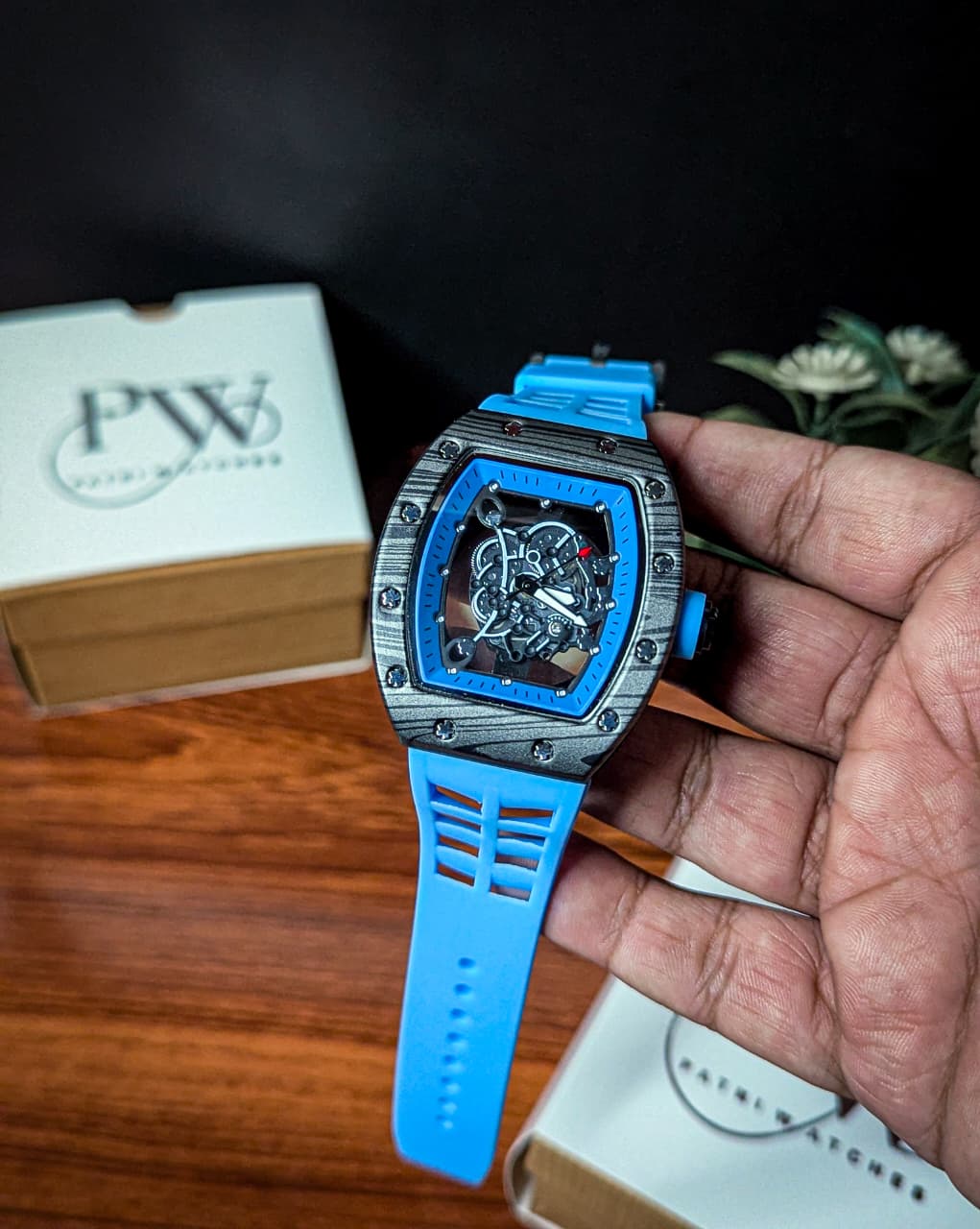 RM Skeleton Model (Tuquoise Carbon Blue) Patni Watches