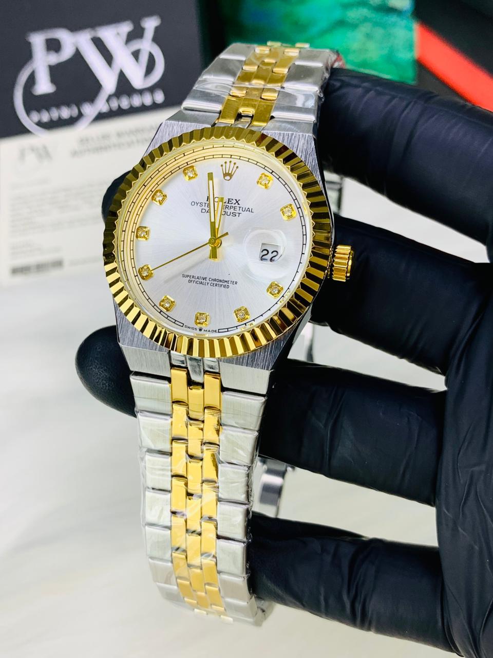 Land-Dweller Semi Auto Two Tone Model (Stone Silver) Patni Watches