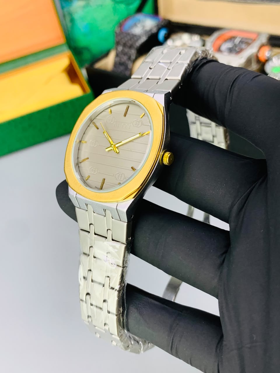 GUCI Slim Watch Model (Gold Grey) Patni Watches