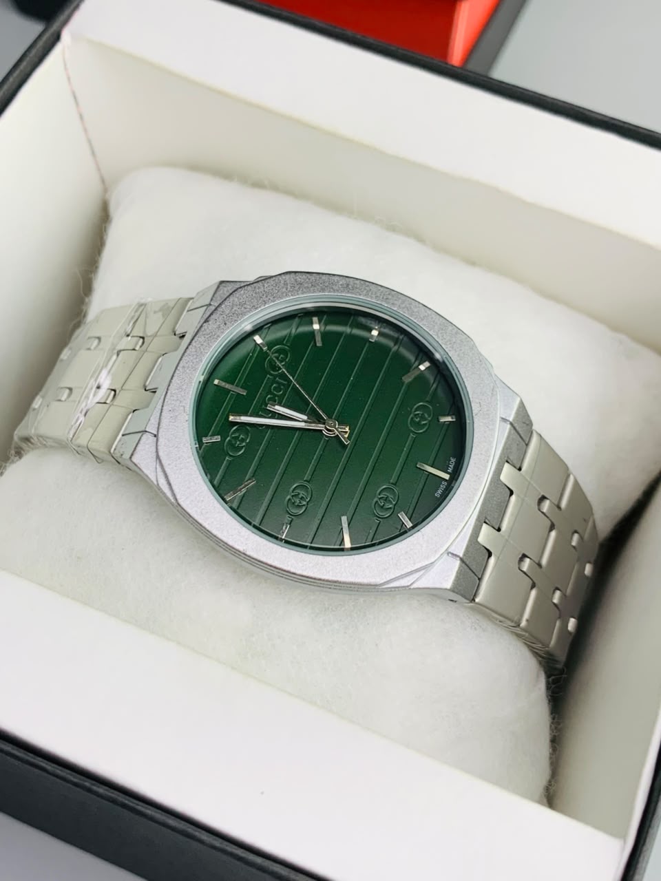 GUCI Slim Watch Model (Silver Green) Patni Watches