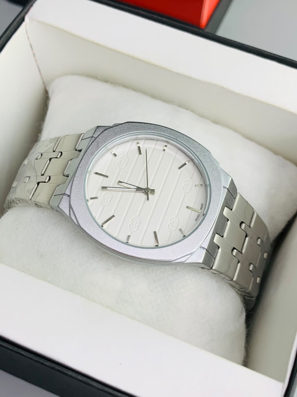 GUCI Slim Watch Model (Silver White) Patni Watches