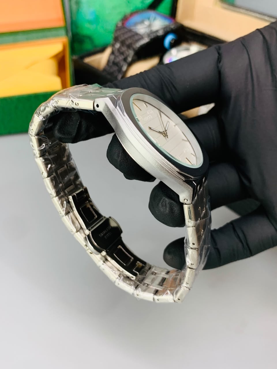 GUCI Slim Watch Model (Silver White) Patni Watches