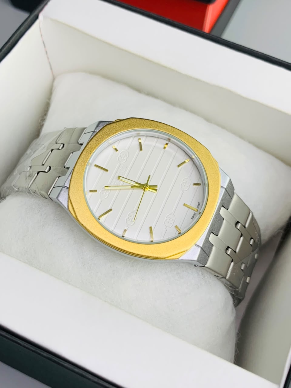 GUCI Slim Watch Model (Gold White) Patni Watches