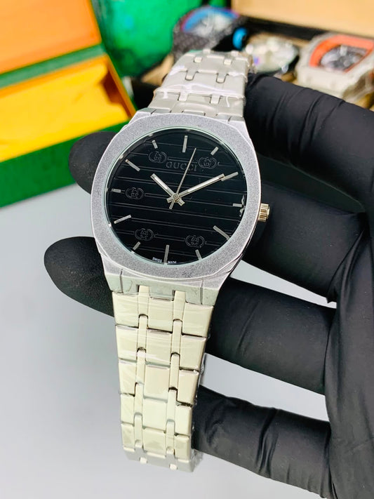 GUCI Slim Watch Model (Silver Blac) Patni Watches