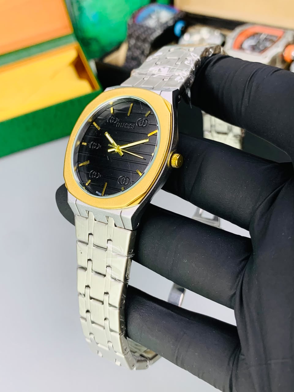 GUCI Slim Watch Model (Gold Black) Patni Watches