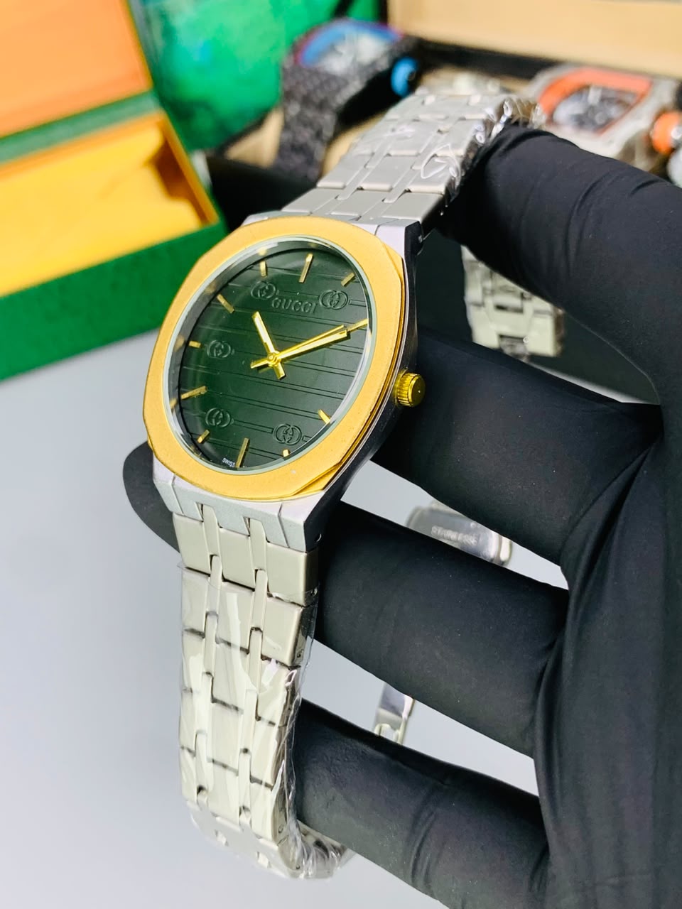 GUCI Slim Watch Model (Gold Green) Patni Watches