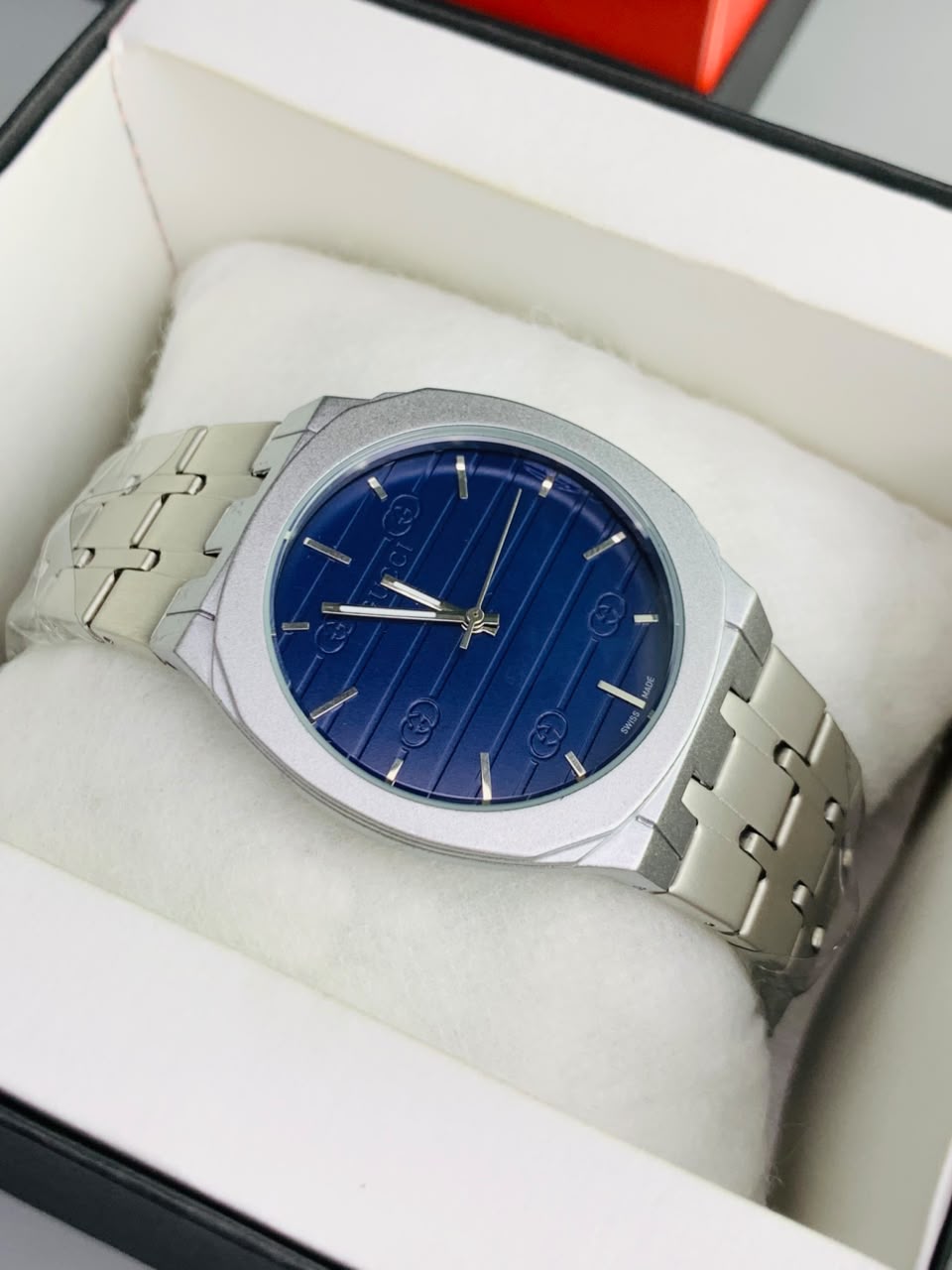 GUCI Slim Watch Model (Silver Blue) Patni Watches