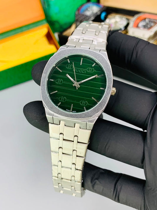 GUCI Slim Watch Model (Silver Green) Patni Watches