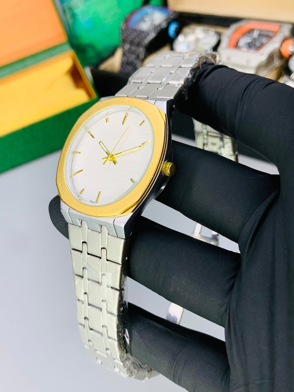 GUCI Slim Watch Model (Gold White) Patni Watches