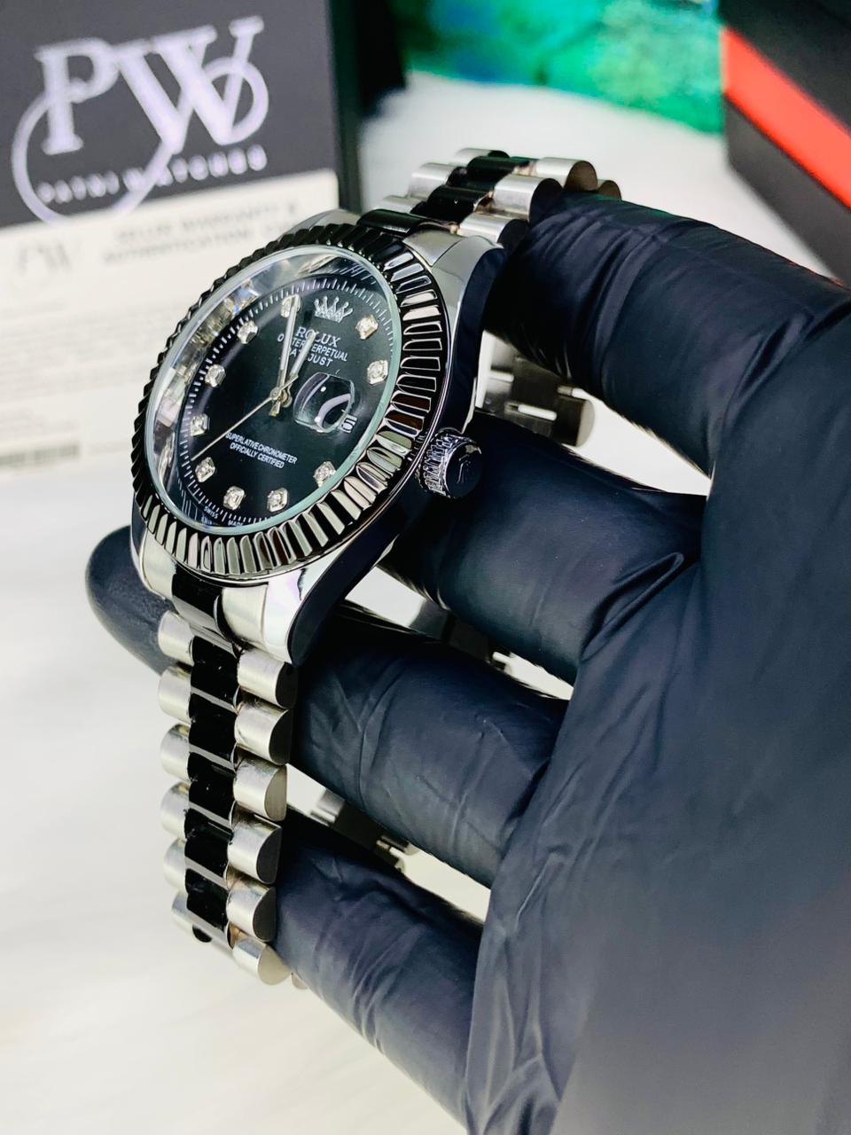 Stone Two Tone Kangoori Semi-Auto Model (Black) Patni Watches