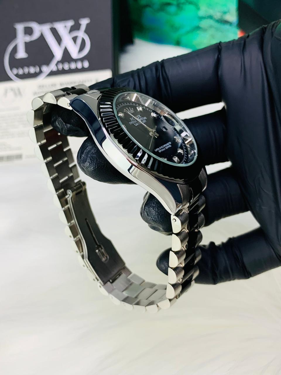 Stone Two Tone Kangoori Semi-Auto Model (Black) Patni Watches