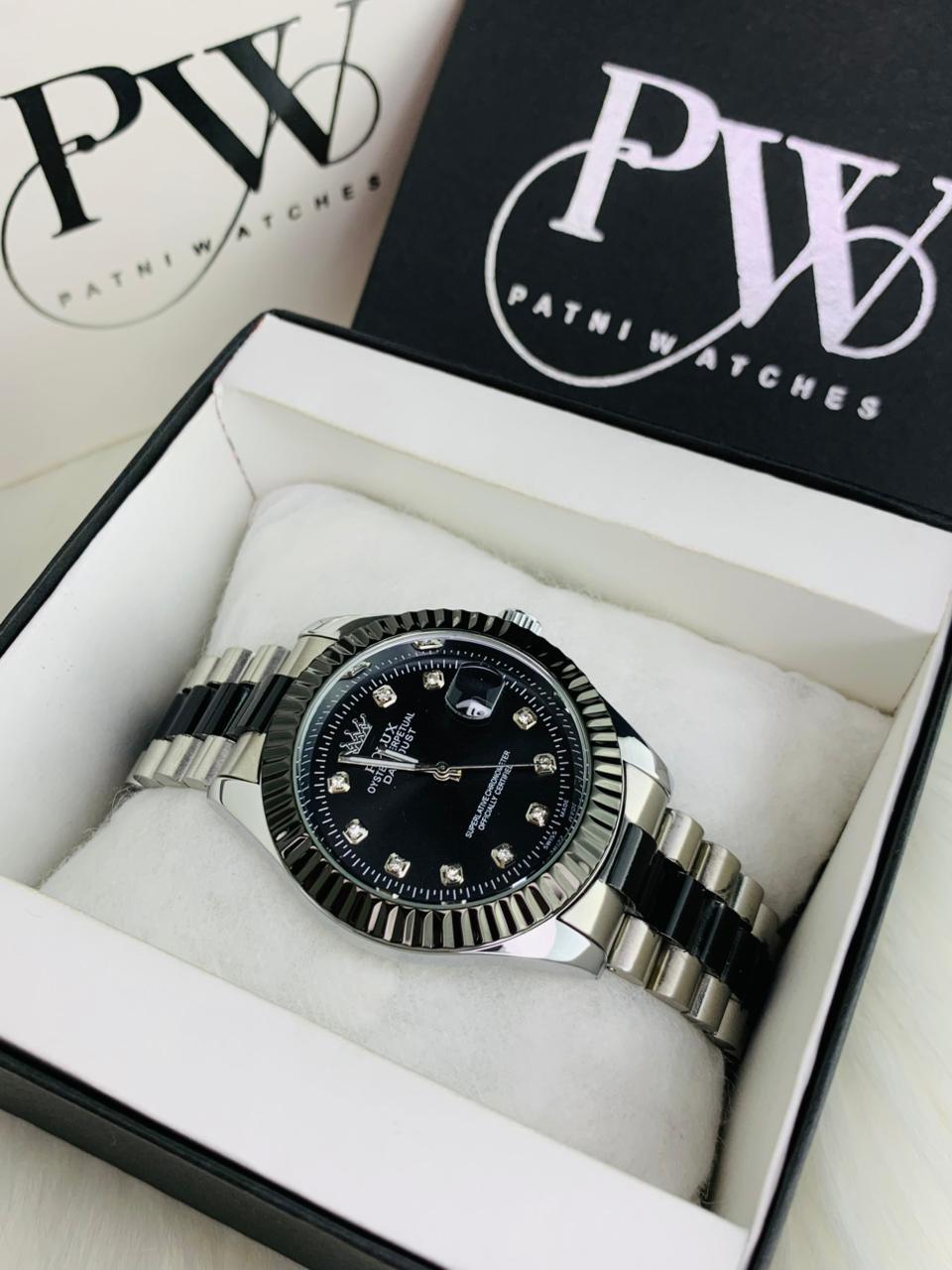 Stone Two Tone Kangoori Semi-Auto Model (Black) Patni Watches