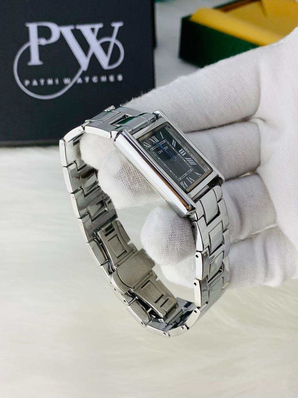 Cart Tank Silver Chain Model (Black) Patni Watches