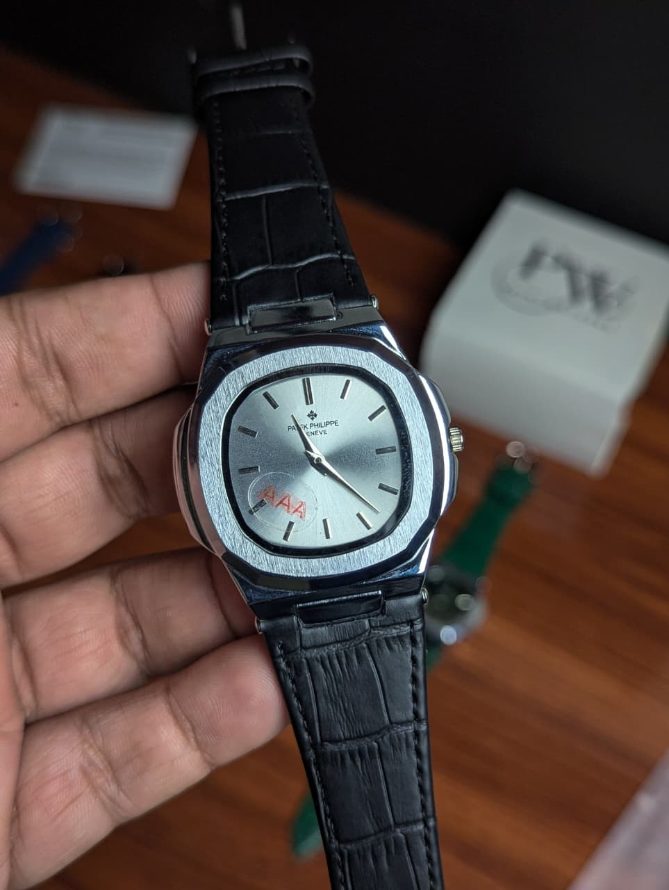 PP Slim Silver Dial Model (Black White) Patni Watches
