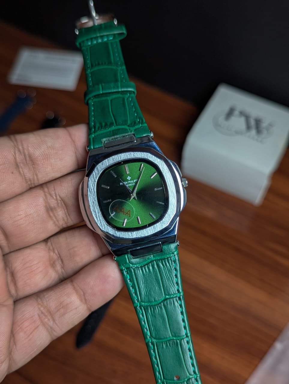 PP Slim Silver Dial Model (Green) Patni Watches