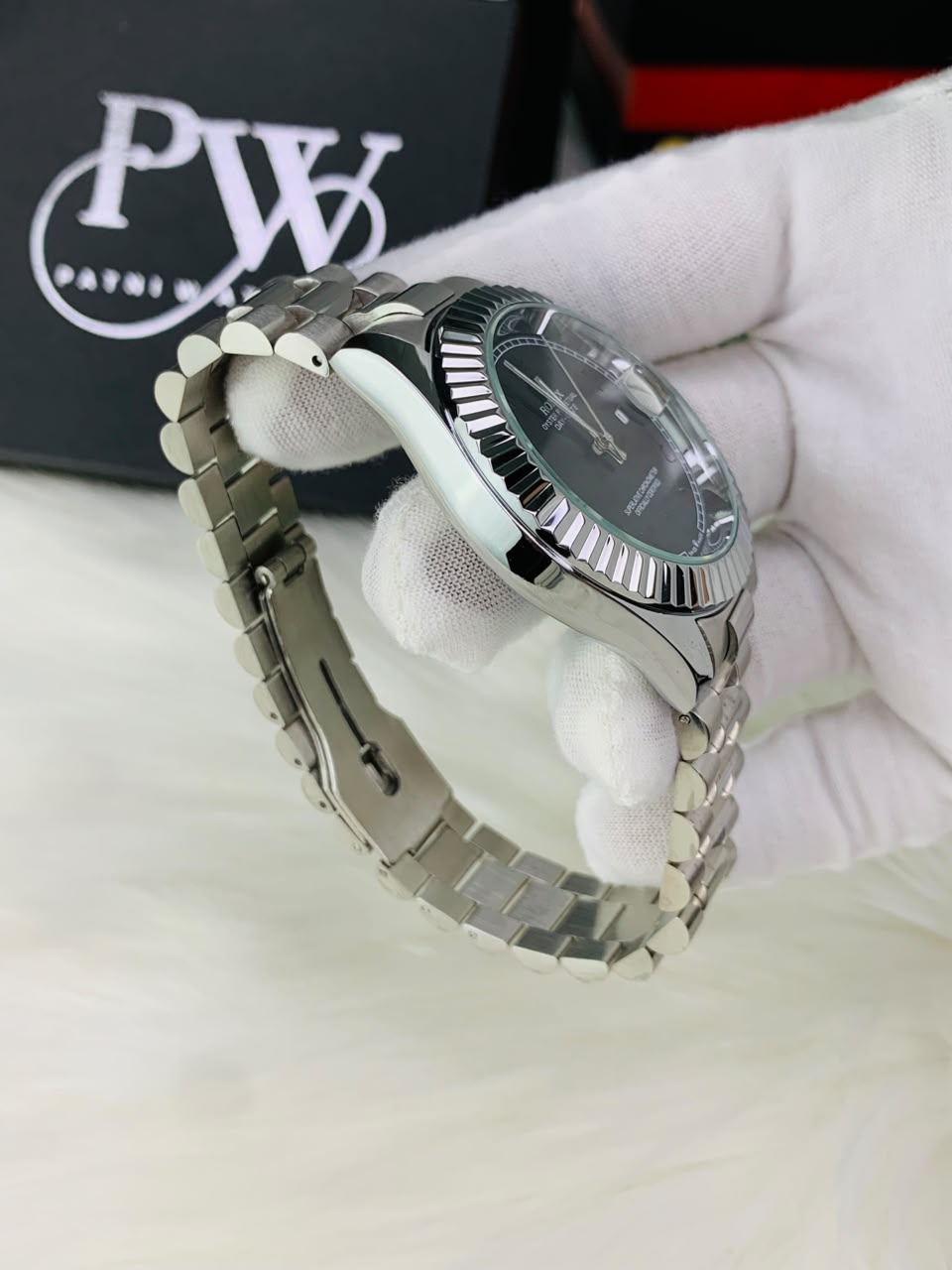 Arabic Silver Model (Black) Patni Watches