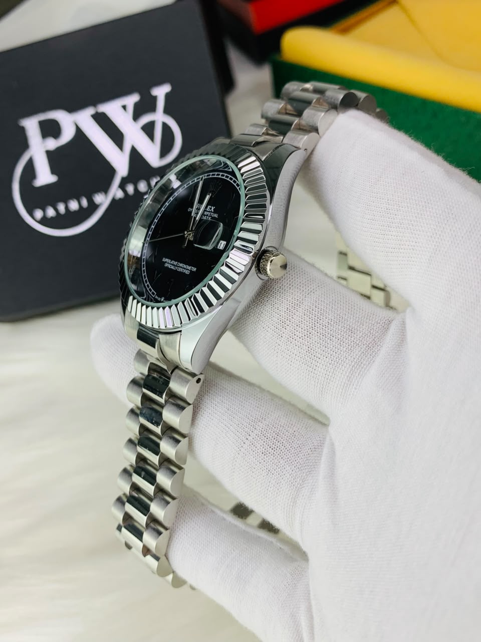Arabic Silver Model (Black) Patni Watches
