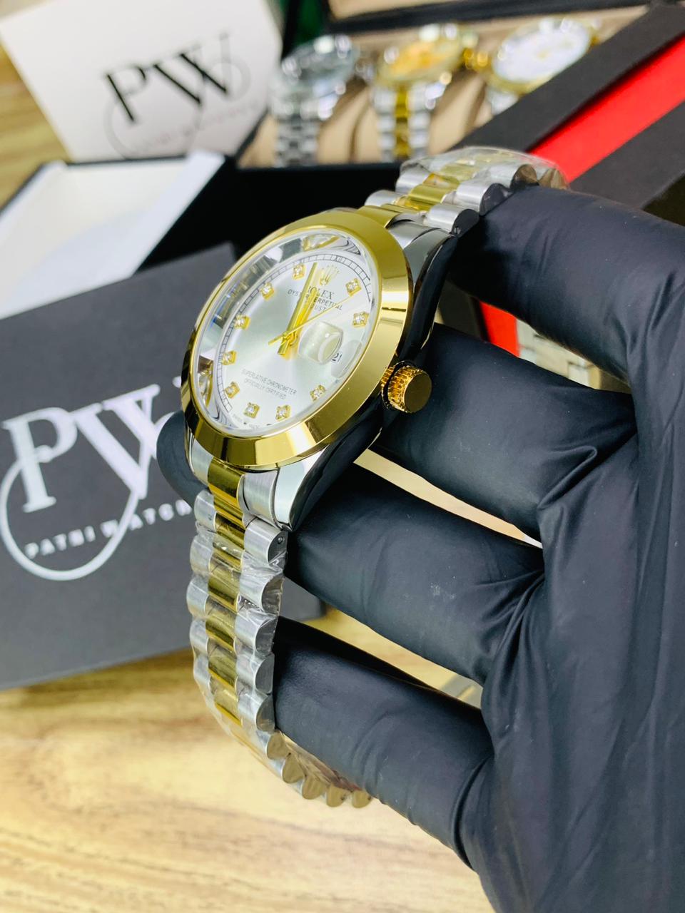 Stone Two Tone Model (White) Patni Watches