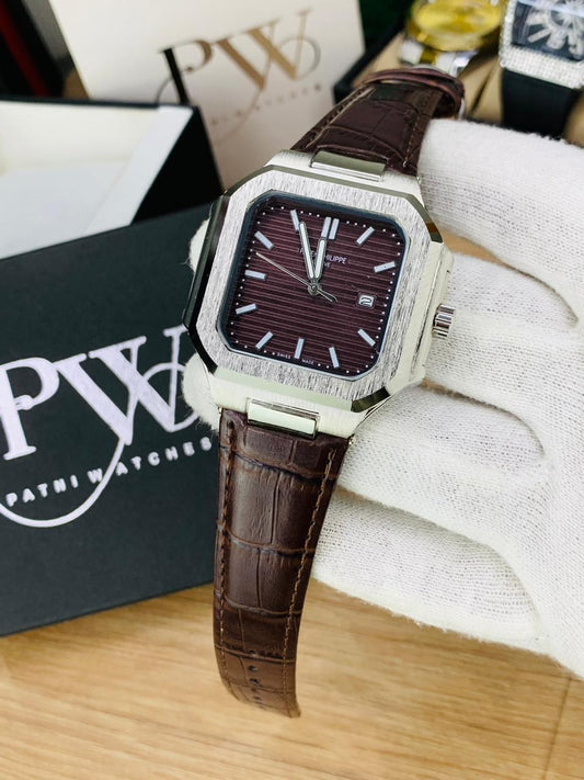 PP SQ Leather Belt (Brown) Patni Watches