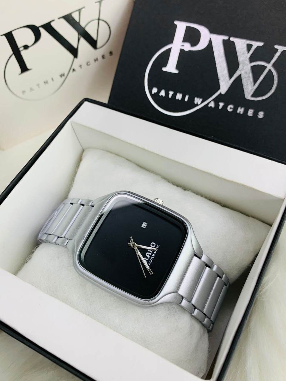 RD SQ Silver Model (Black) Patni Watches