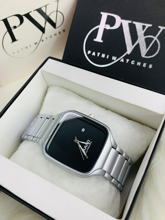 RD SQ Silver Model (Black) Patni Watches