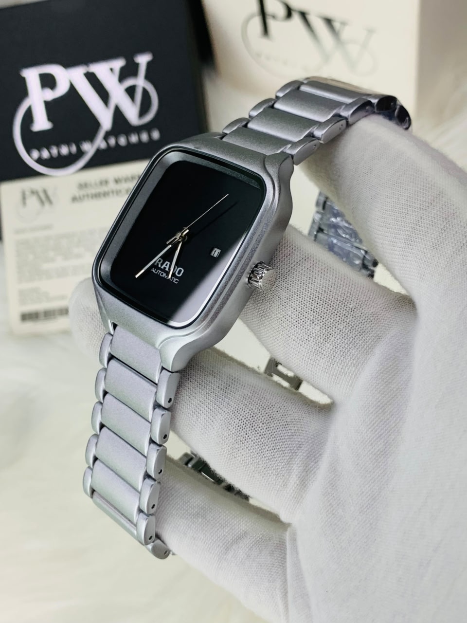 RD SQ Silver Model (Black) Patni Watches