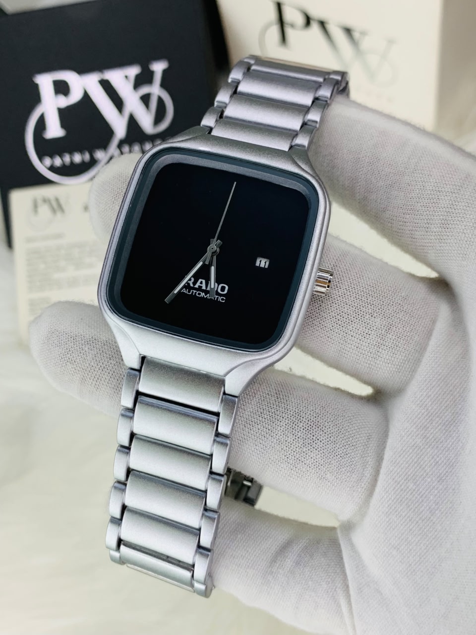 RD SQ Silver Model (Black) Patni Watches