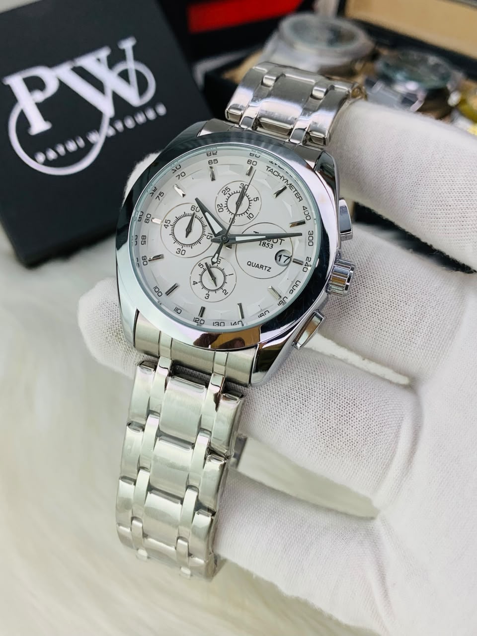 Silver Chronograph Chain Model (White) Patni Watches