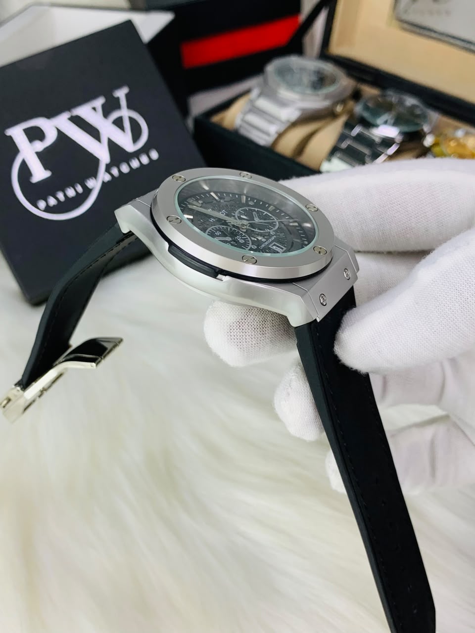 HB Black Strap Model (Skeleton Black ) Patni Watches