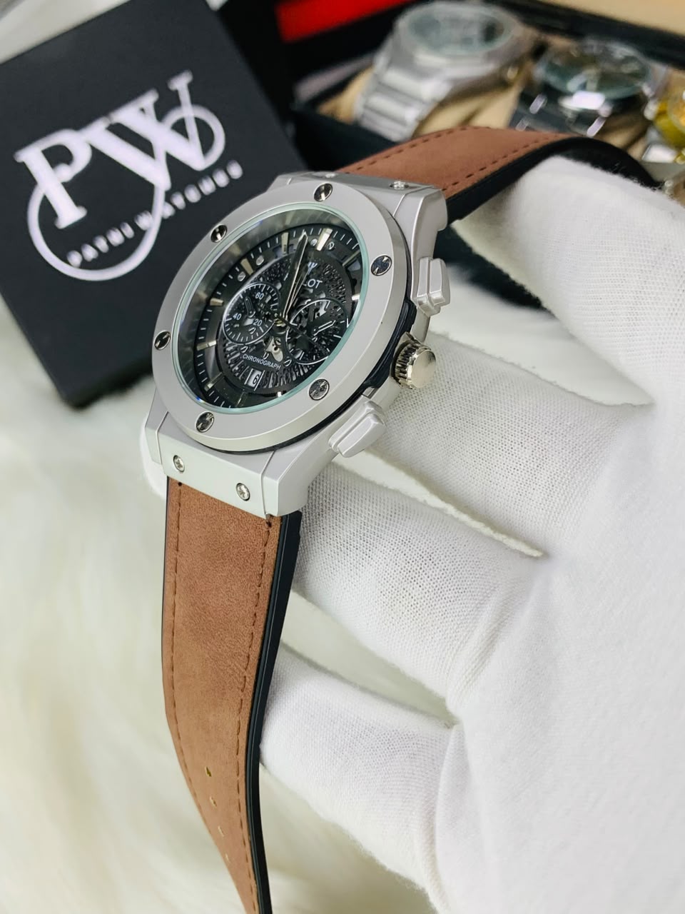 HB Brown Strap Model (Skeleton Black) Patni Watches