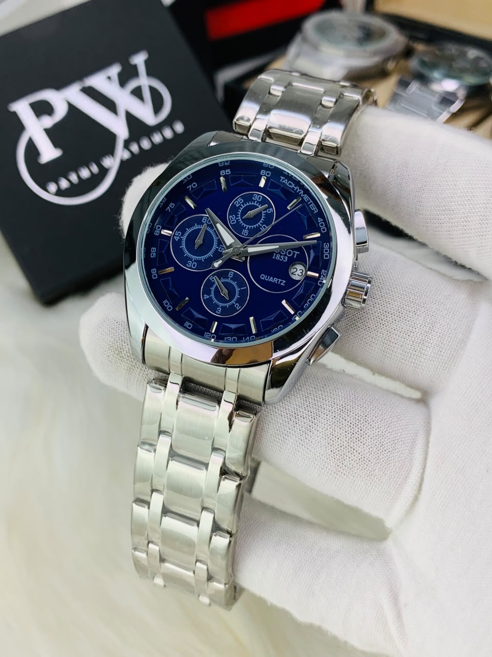 Silver Chronograph Chain Model (Blue) Patni Watches