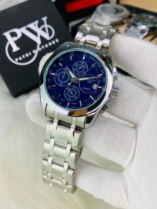 Silver Chronograph Chain Model (Blue) Patni Watches