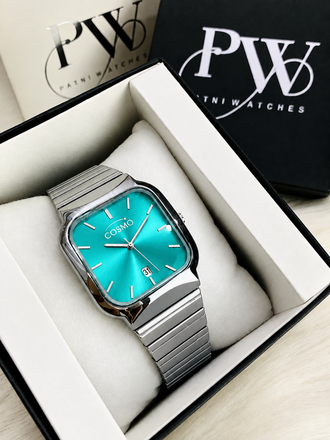 Cosmo Silver Model (Sea Green) Patni Watches