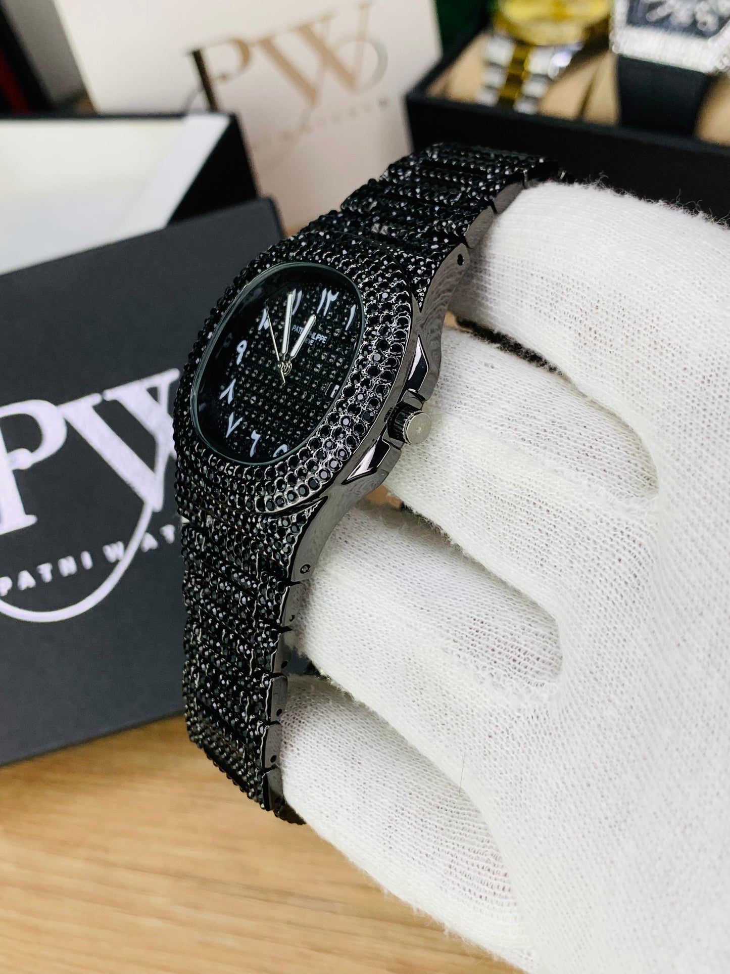 PP Full Stone Model (Arabic Black) Patni Watches