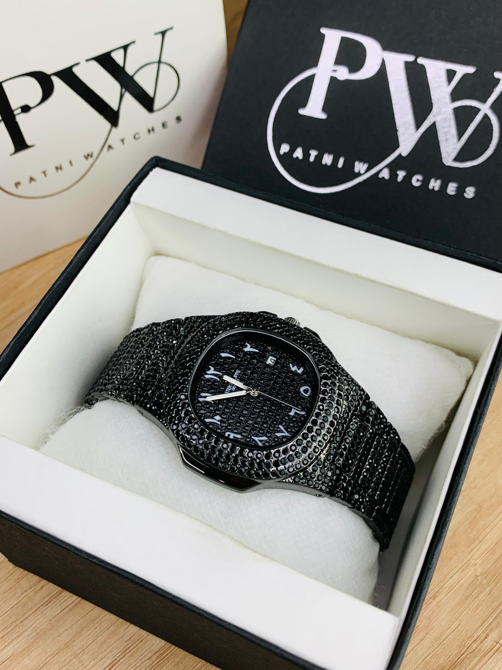 PP Full Stone Model (Arabic Black) Patni Watches