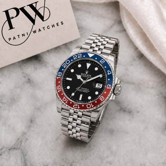 GMT Semi Auto Movement Jubilee Chain | Date Working (Pepsi) Patni Watches
