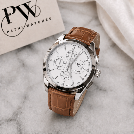 AA+ Silver Chronograph Model (Brown) Patni Watches